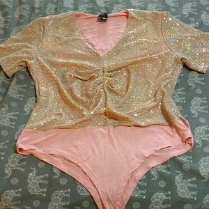 Holo pink/ gold bodysuit